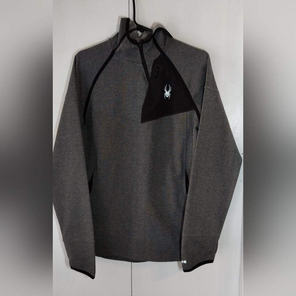 Spyder Active Grey 1/4 Zip Pullover Hoodie Men's Medium